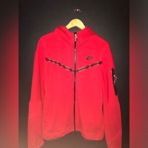 Red Nike Tech Zip Up